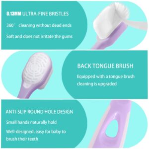 Loowkin Toddler Toothbrush for 1-5 Years Old，Nano Baby Toothbrush with Tongue Cleaner，Kids Toothbrush 12 Months up