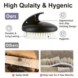 Dry Brushing Body Exfoliating Brush, Anti Slip Body Scrubber for Shower, Never Mold Shower Body Cleaning Brush for Deep Cleansing & Soften Skin, Improve Circulation (Black)