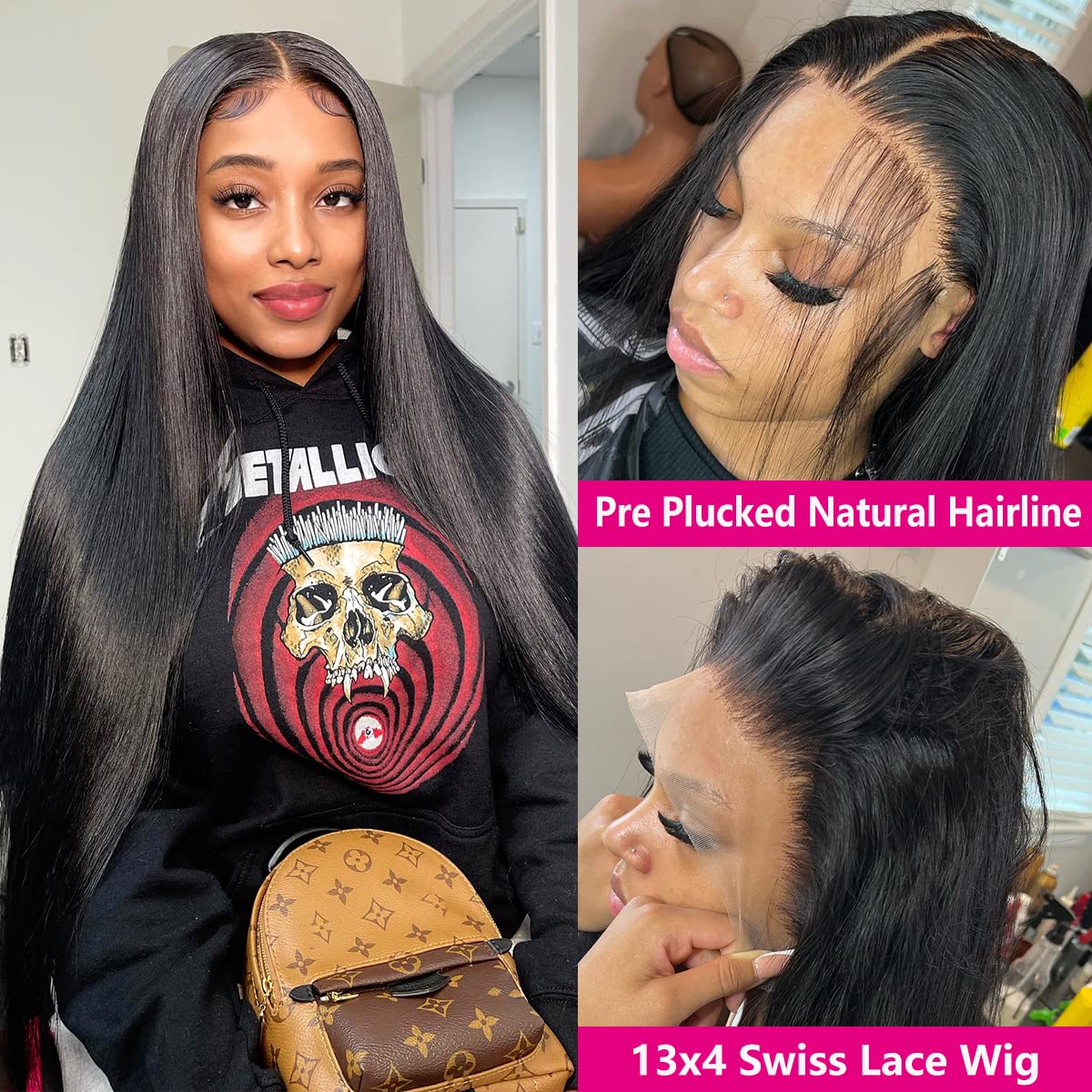 LLDDQQENN Real Glueless Wigs Human Hair Pre Plucked 13x4 HD Lace Front Wigs for Black Women Human Hair