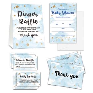 baby shower cards kit,moon and stars set of 25 baby shower invitations with envelopes, book request cards for baby shower,sleepover themed baby shower party favor decoration(13)