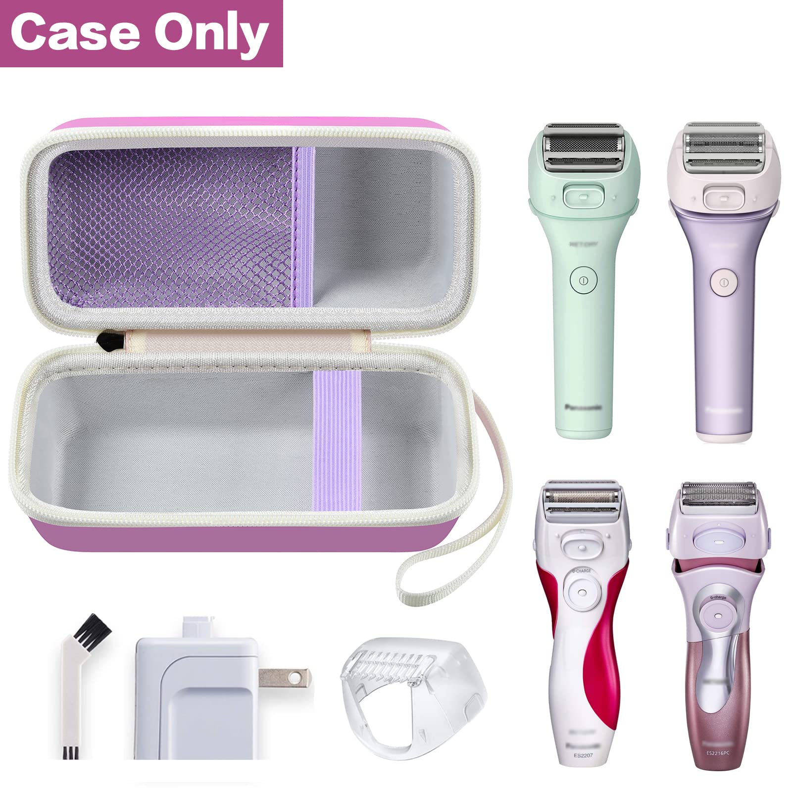 Case Compatible with Panasonic ES2207P/ ES2216PC/ ES2291D Electric Shaver for Women Cordless 3 Blade Razor Pop-Up Trimmer Close Curves. Ladies Shave Razors Holder Fits for Charger -Purple (Box Only)