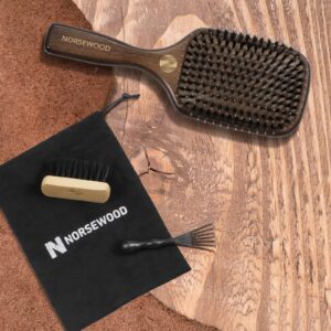 Premier 100% Boar Bristle NORSEWOOD Hair Brush Set. for Long Short Thick Thin Curly Straight Wavy Dry Hair for Men Women Kids, hair detangler