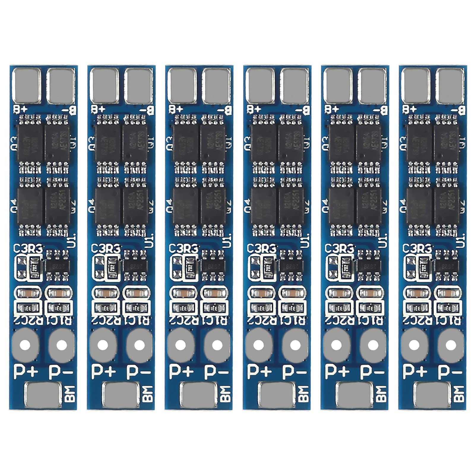 Alinan 6pcs 2S 8A 7.4V 8.4V 16A Current Limit 18650 Lithium Battery Charger BMS Circuit PCB Protection Board for Li-ion Lithium Battery Cell Overcharge Over-Discharge Protection