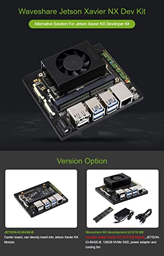 Waveshare NX Development Board Based On Jetson Xavier NX Alternative Solution for Jetson Xavier NX Developer Kit Includes Jetson Xavier NX 8GB Module 128GB NVMe