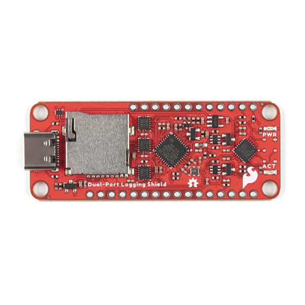 SparkFun Thing Plus Dual-Port Logging Shield -USB2241 Ultra Fast USB 2.0 Media Controller -ATiny841 MicroController -MicroSD -Thing Plus 5CV -Feather 3.3V