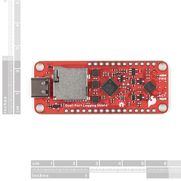 SparkFun Thing Plus Dual-Port Logging Shield -USB2241 Ultra Fast USB 2.0 Media Controller -ATiny841 MicroController -MicroSD -Thing Plus 5CV -Feather 3.3V