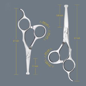 Kids Hair Cutting Scissors Professional Safety Rounded Tips Haircut Scissors Kit with 6.1'' Barber Hair Cutting Shears and 5.1'' Hair Trimming Scissors for Babies, Toddlers, Children, Women and Men