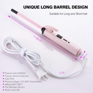 Small Curling Iron for Short Hair,3/8 Inch Small Barrel Skinny Hair Curling Tongs ,9mm Thin Curling Iron Wand ,Dual Voltage Fast Heating Adjustable Temperature