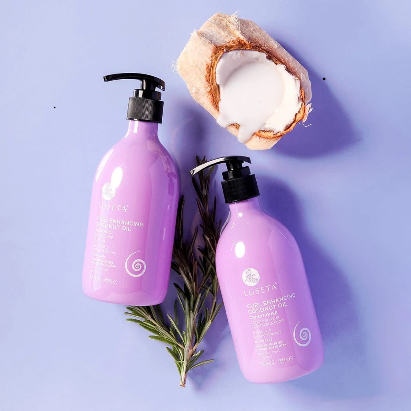 Luseta Curl Enhancing Coconut Oil Shampoo & Conditioner Set & Hair Oil, Smooth & Moisturize, Deep Conditioning Treatment for Wave Hair