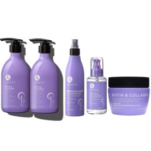 luseta biotin hair care set - shampoo & conditioner (16.9 oz each), leave-in conditioner (8.5 oz), hair oil (3.38 oz), and hair mask (16.9 oz)