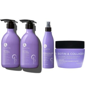 luseta biotin hair care set - shampoo, conditioner and hair mask 16.9 oz each, leave-in conditioner (8.5 oz)