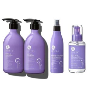 luseta biotin shampoo & conditioner set (16.9 oz each), biotin leave in conditioner (8.5 oz) and biotin hair oil bundle