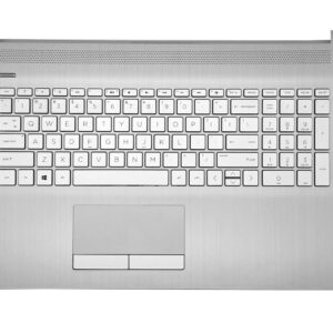 Replacement Upper Case Palmrest for HP 17-by 17-CA 17T-by 17Z-CA 17t-by400 17-by0026cy 17z-ca300 Series Laptop Non-Backlight Keyboard Assembly with ODD Top Cover L92785-001 Natural Silver