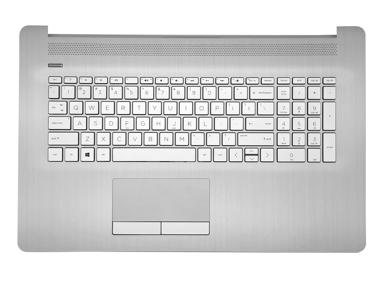 Replacement Upper Case Palmrest for HP 17-by 17-CA 17T-by 17Z-CA 17t-by400 17-by0026cy 17z-ca300 Series Laptop Non-Backlight Keyboard Assembly with ODD Top Cover L92785-001 Natural Silver