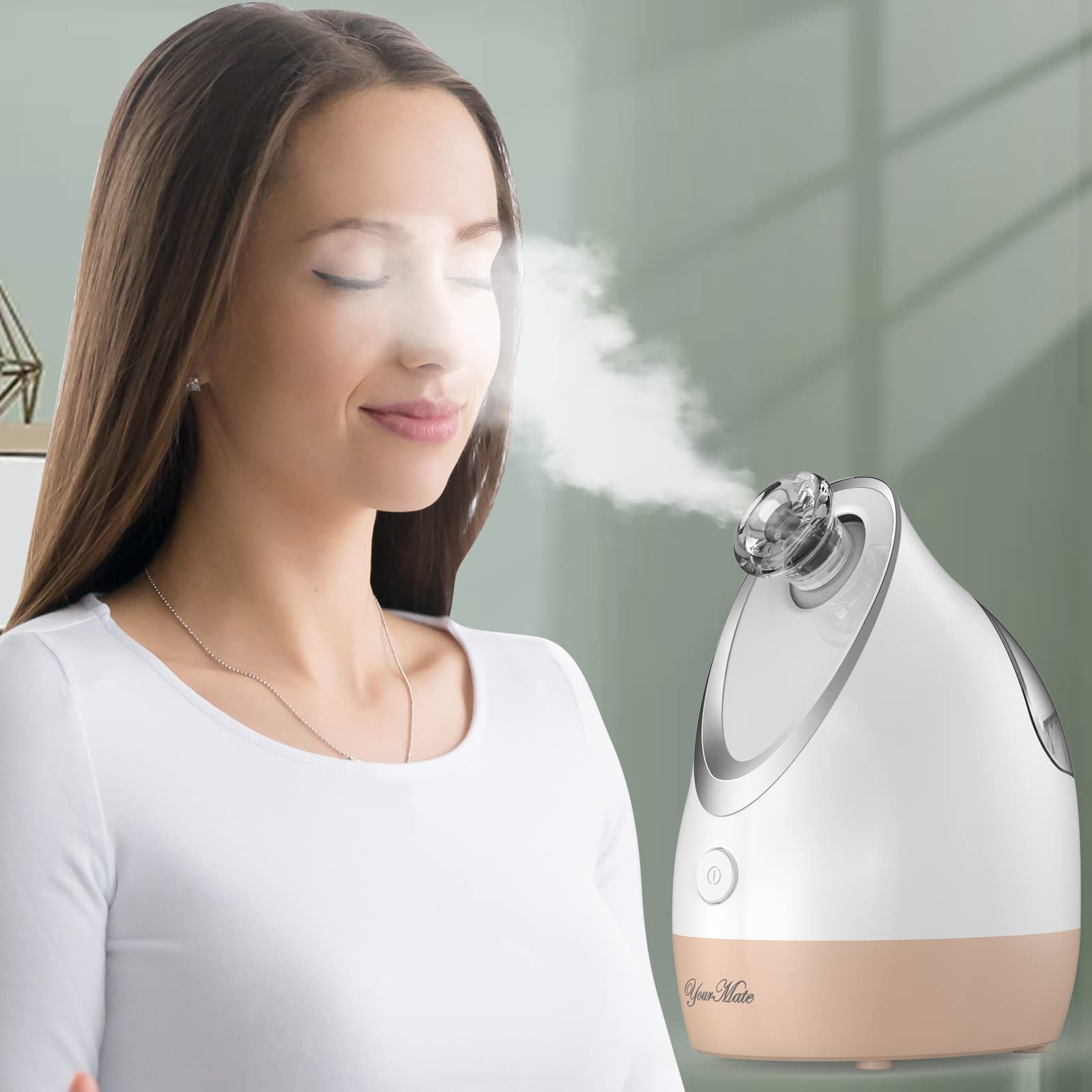 YourMate Facial Steamer Nano Ionic Face Steamer, Adjustable Nozzle with Aromatherapy Warm Mist for Sinuses Moisturizing Unclogs Pores, Facial Vaporizador