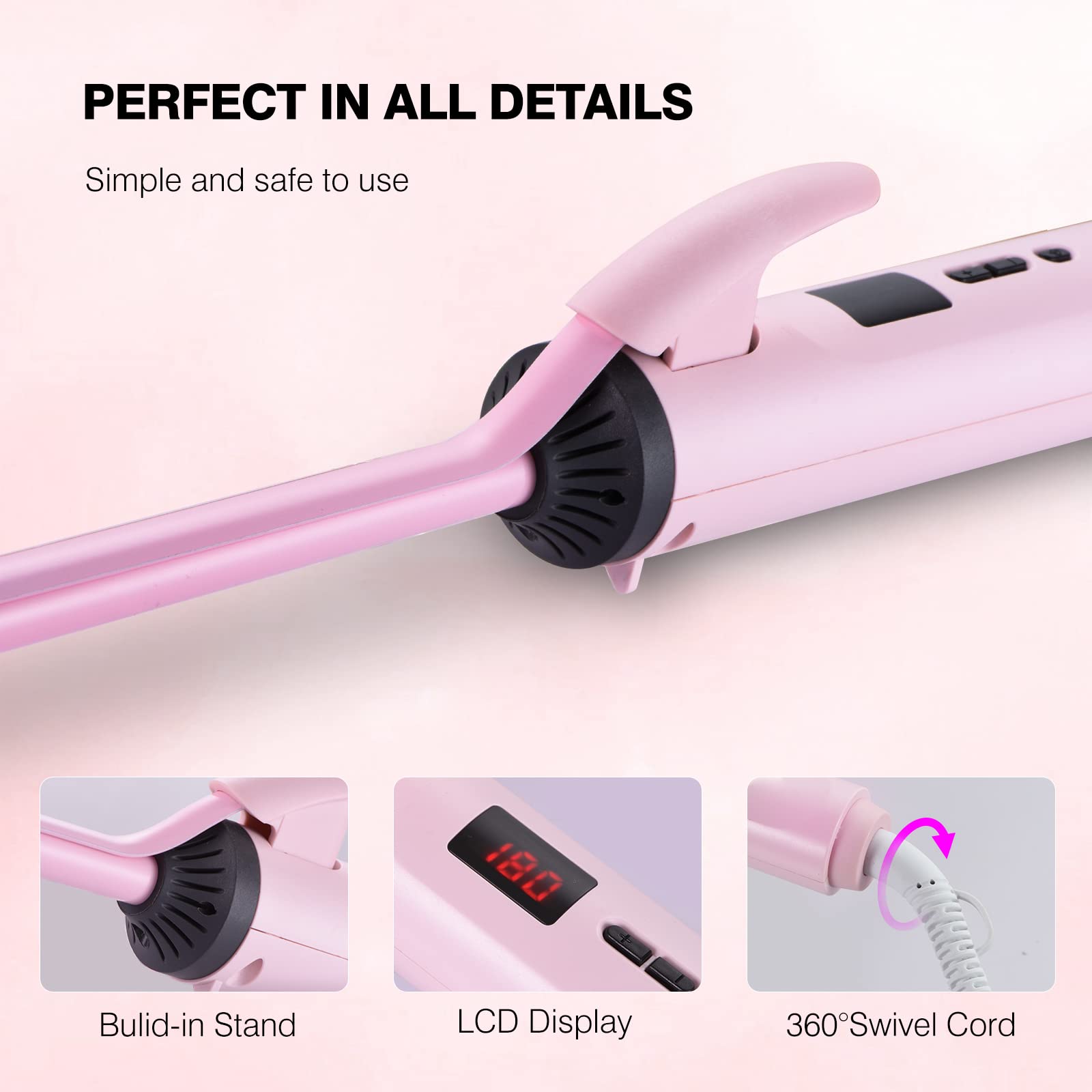 Small Curling Iron for Short Hair,3/8 Inch Small Barrel Skinny Hair Curling Tongs ,9mm Thin Curling Iron Wand ,Dual Voltage Fast Heating Adjustable Temperature