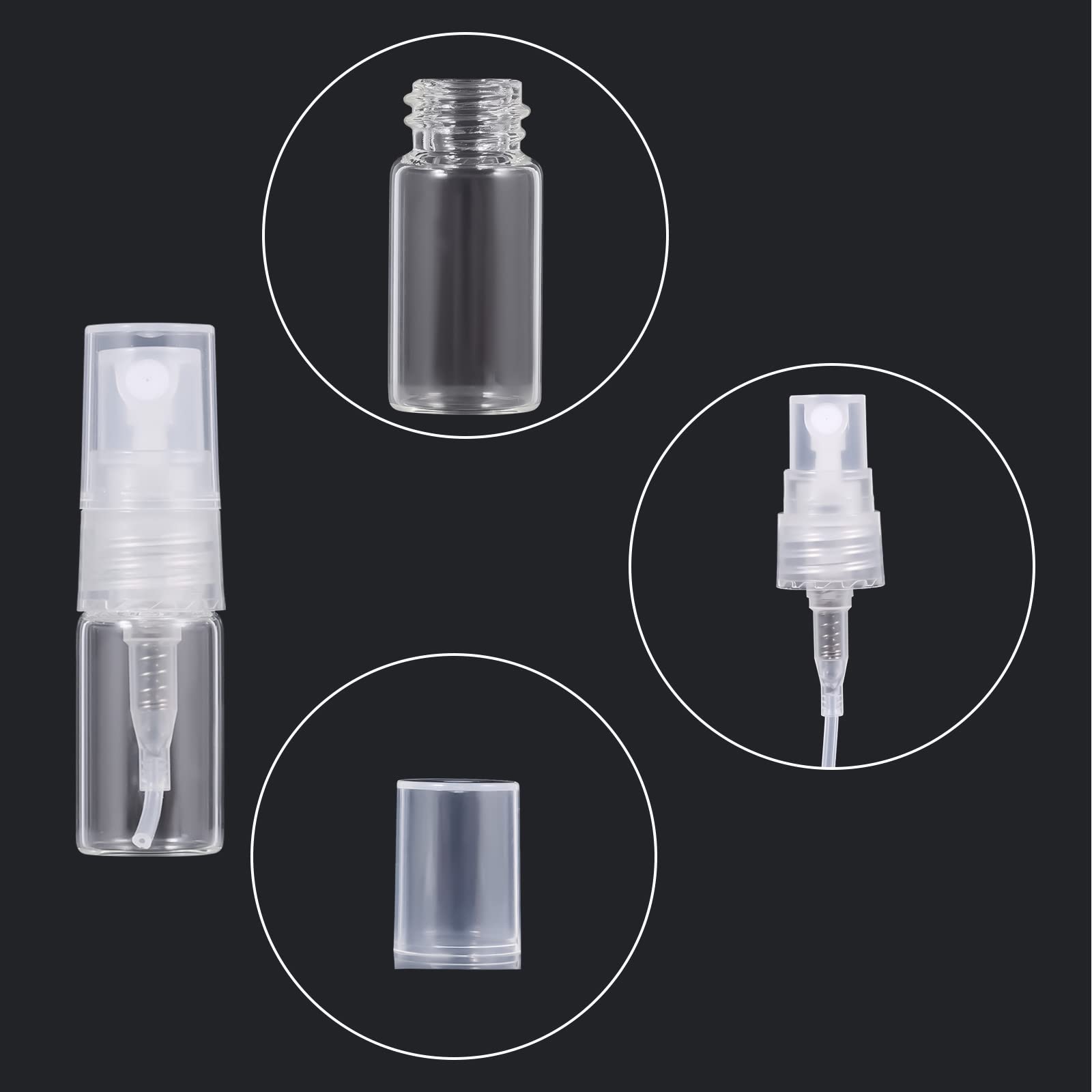 KINBOM 5pcs 2ml Mini Spray Bottles, Refillable Perfume Bottle Perfume Atomizer Glass Fine Mister Spray Bottle for Travelling Going Out