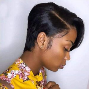 usexy hair pixie cut lace front wigs human hair 13x4x1 lace front wigs human hair short bob wigs straight lace front pixie cut wigs for black women pre plucked with baby hair (natural color)