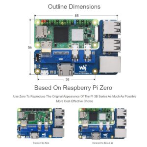 waveshare Pi Zero to Raspberry Pi 3B/B+ Adapter,Based on Raspberry Pi Zero to Reproduce The Original Appearance of The 3B Series,Alternative Solution for Raspberry Pi 3 Model B/B+