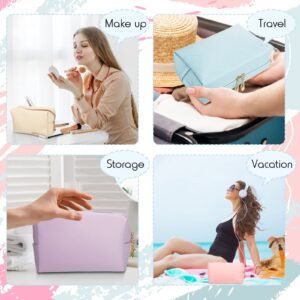 9 Pcs Small Preppy Makeup Bag Leather Zipper Cosmetic Bag Water Resistant Versatile Makeup Pouch Travel Cosmetic Organizer Portable Toiletry Bag Daily Storage Beauty Bag Organizer for Women Girls Gift