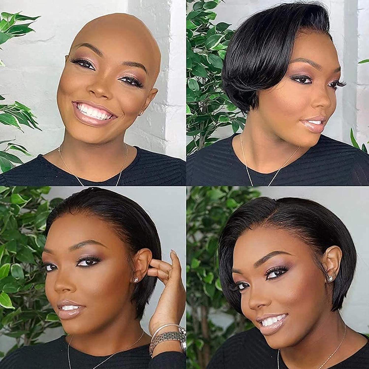 Usexy Hair Pixie Cut Lace Front Wigs Human Hair 13X4X1 Lace Front Wigs Human Hair Short Bob Wigs Straight Lace Front Pixie Cut Wigs For Black Women Pre Plucked With Baby Hair (Natural Color)