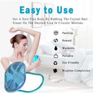 Crystal Hair Eraser for Women Men - BVSIAONG Crystal Hair Remover Magic Hair Eraser, Painless Exfoliating Hair Removal Tool Fast & Easy Skin Exfoliate for Arms Leg Back and Body (Blue)