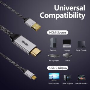 HDMI to USB C Adapter Cable 4K60Hz 6.6FT, HDMI Source Input to USB Type C Output Display Converter, HDMI 2.0 Compatible with Xreal Air, Nreal Air, Steam Deck Dock, PS5, Xbox, Portable Monitor