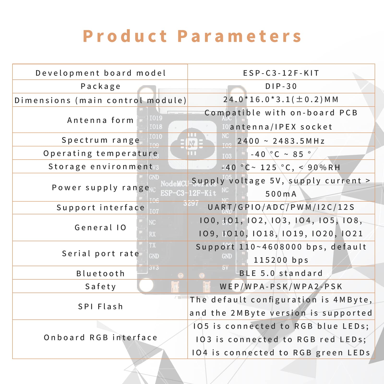 000JESSINIE 3Pcs ESP-C3-12F-Kit 4M 2.4GHz WiFi Bluetooth Wireless Development Board ESP32 BLE5.0 ESP-C3 Module Dual Mode Wireless Communication Board with CH340 Chip Suitable Smart Home