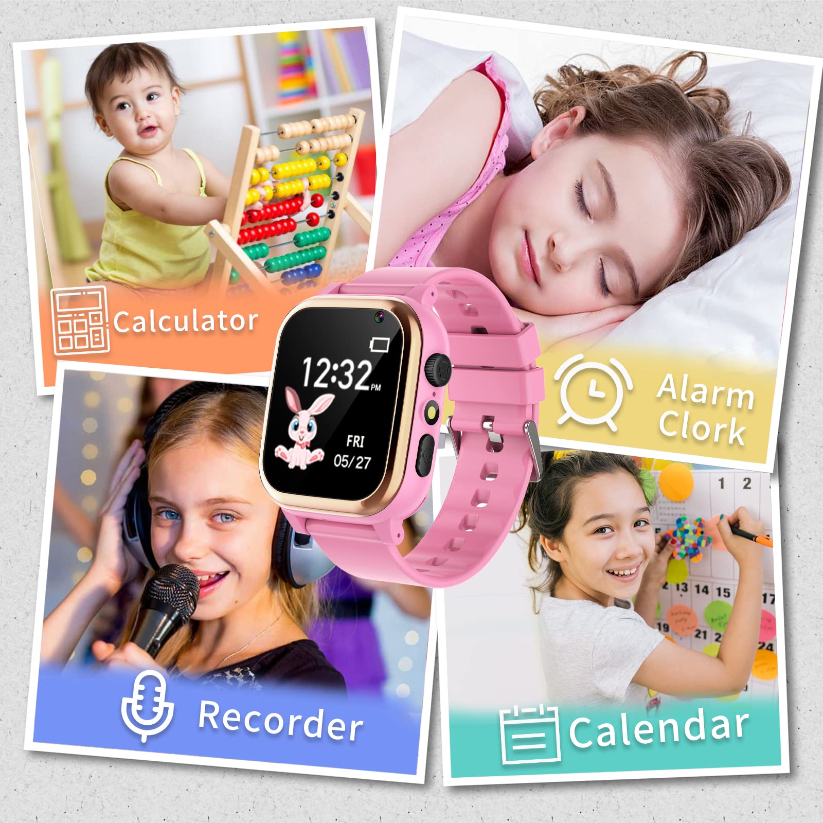 Kids Smart Watch Girls Boys - Smart Watch for Kids Watches Ages 4-12 Years with 16 Learning Games Alarm Clock Music Player Calculator Flashlight Recorder Children Toys Gifts