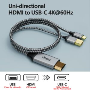 HDMI to USB C Adapter Cable 4K60Hz 6.6FT, HDMI Source Input to USB Type C Output Display Converter, HDMI 2.0 Compatible with Xreal Air, Nreal Air, Steam Deck Dock, PS5, Xbox, Portable Monitor