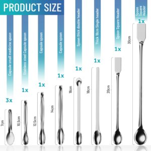 10Pcs Lab Spatula Set, Capsule Filling Kit Tiny Spoons Stainless Steel, Capsule Filler Medicine Spoon and Micro Spatula, Chemistry Lab Equipment Sampling Spoon