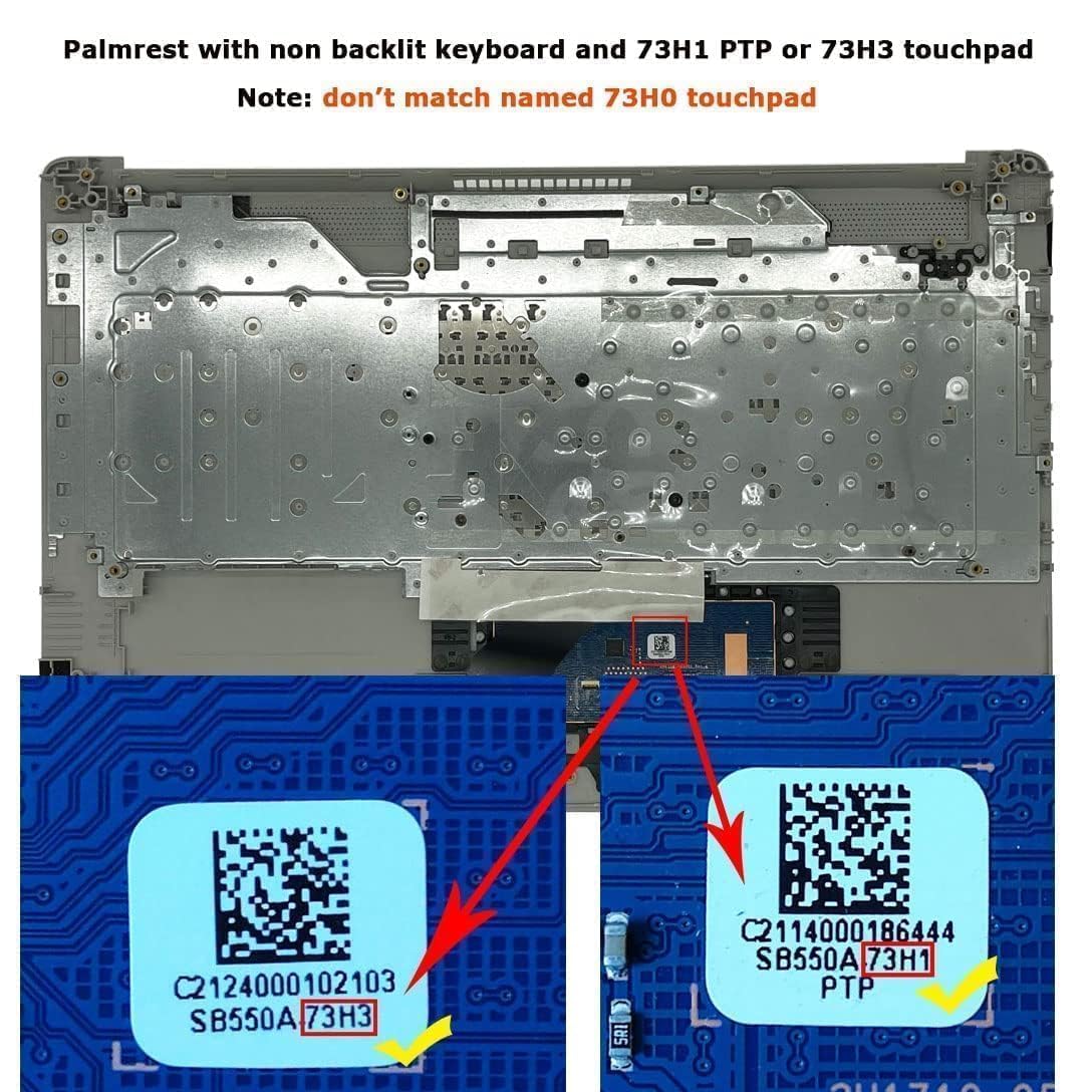 Replacement Upper Case Palmrest for HP 17-by 17-CA 17T-by 17Z-CA 17t-by400 17-by0026cy 17z-ca300 Series Laptop Non-Backlight Keyboard Assembly with ODD Top Cover L92785-001 Natural Silver