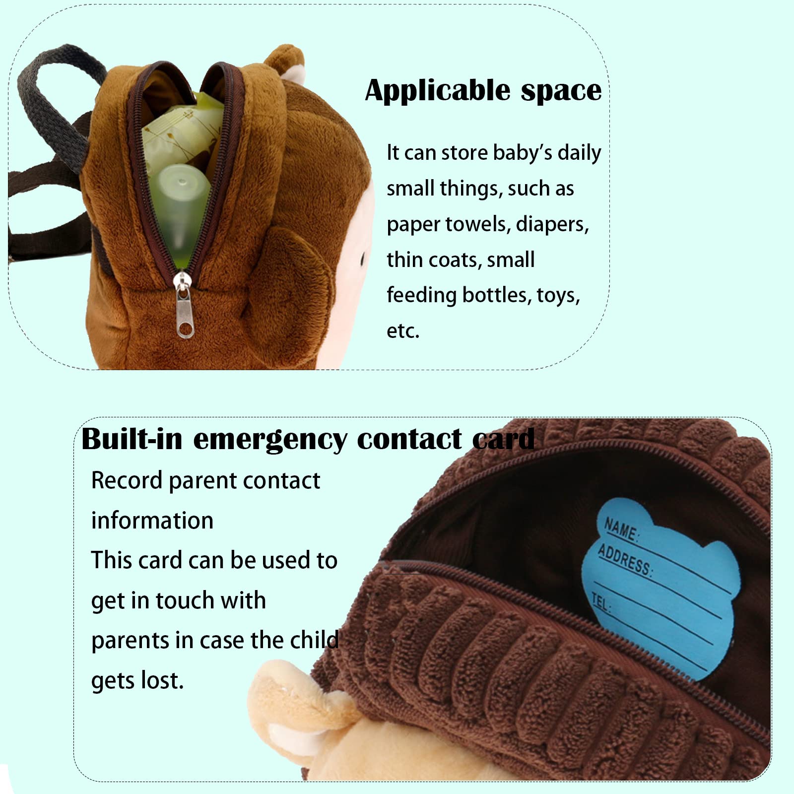 4 in 1 Backpack Leash for Toddlers with Anti Lost Wrist Link, Cute 3D Toddler Harness Backpack, Child Harnesses Leashes for Walking for Boys Girls (Monkey)