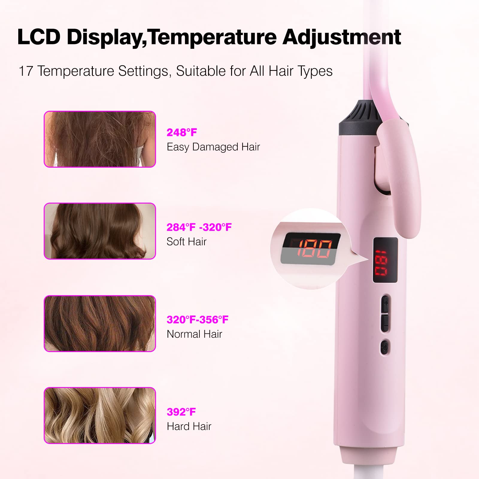 Small Curling Iron for Short Hair,3/8 Inch Small Barrel Skinny Hair Curling Tongs ,9mm Thin Curling Iron Wand ,Dual Voltage Fast Heating Adjustable Temperature