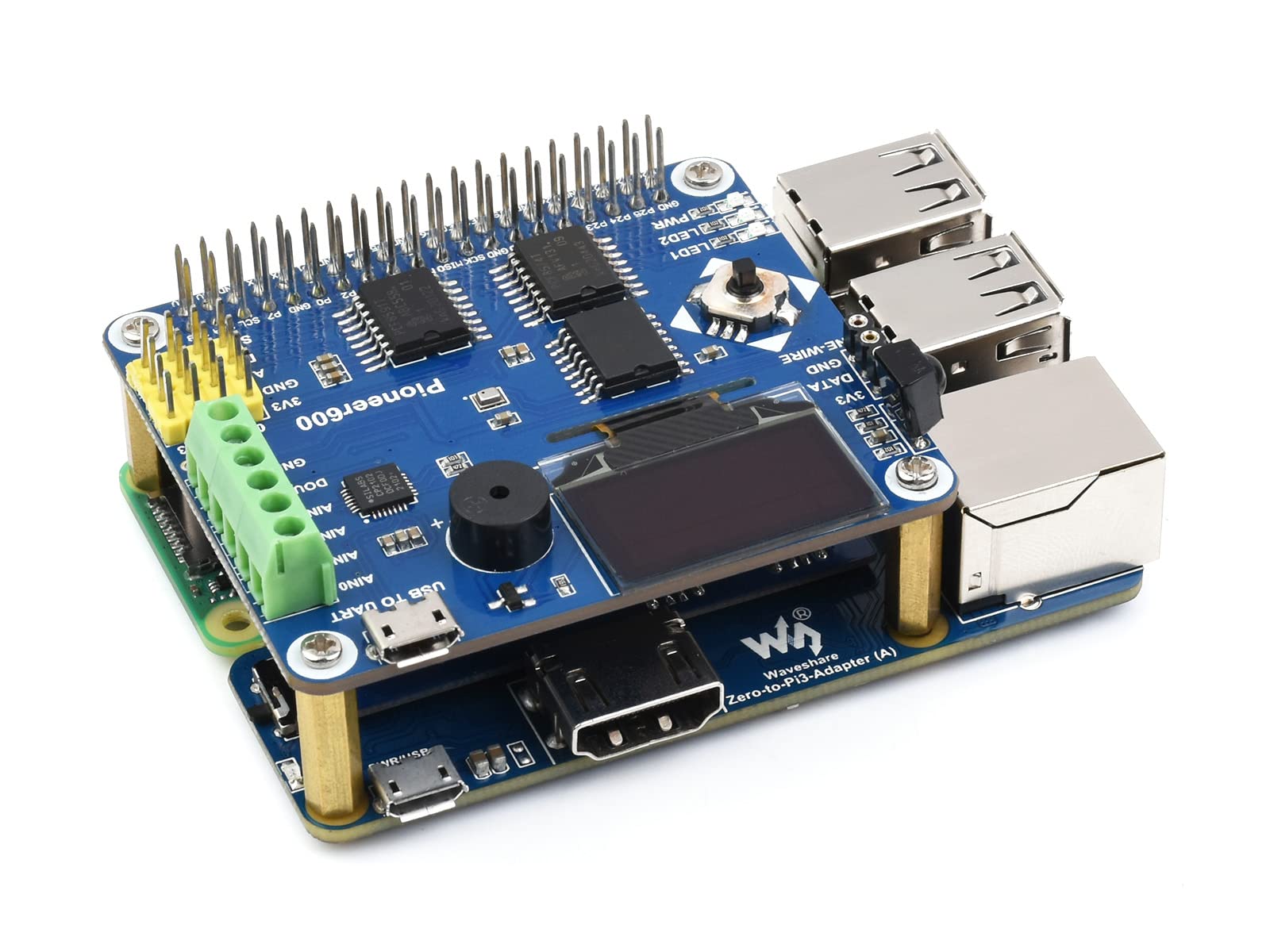 waveshare Pi Zero to Raspberry Pi 3B/B+ Adapter,Based on Raspberry Pi Zero to Reproduce The Original Appearance of The 3B Series,Alternative Solution for Raspberry Pi 3 Model B/B+