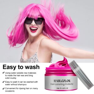 Temporary Hair Color Wax 4.23 oz-Instant Hairstyle Cream Hair Pomades Hairstyle Wax for Party Cosplay Easy Cleaning (1, Pink)