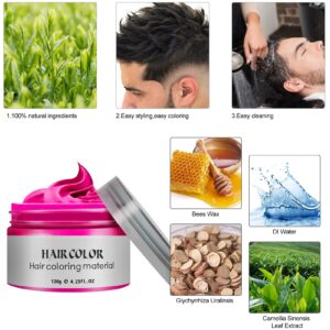 Temporary Hair Color Wax 4.23 oz-Instant Hairstyle Cream Hair Pomades Hairstyle Wax for Party Cosplay Easy Cleaning (1, Pink)