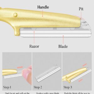 ennva Eyebrow Razor for Women - Eyebrow Trimmer Dermaplaning Tool- Ergonomic Eyebrow Shaper and Facial Razor for Peach Fuzz-Exfoliating Face Razor for Eyebrows-Eye Brow Shaver Razors w/ 7 Blades- Gold