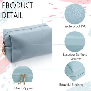 9 Pcs Small Preppy Makeup Bag Leather Zipper Cosmetic Bag Water Resistant Versatile Makeup Pouch Travel Cosmetic Organizer Portable Toiletry Bag Daily Storage Beauty Bag Organizer for Women Girls Gift