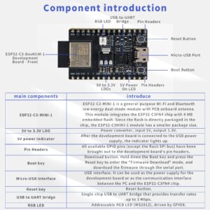 JESSINIE ESP32-C3-DevKitM-1 WIFI Bluetooth Development Board ESP32 ESP32-C3-MINI-1 module WiFi+BT BLE Module ESP32-C3 C3FN4 Core 4MB