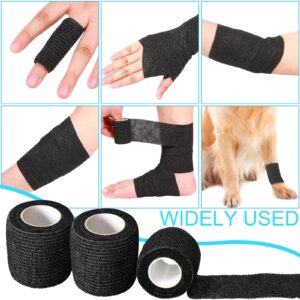 48 Pack Self Adhesive Wrap Bandages Bulk, 2 Inch x 5 Yard Breathable Athletic Tape Self Adherent Cohesive Bandage Tape for Sports, Injuries, Treatment, First Aid Tape Vet Wrap for Pets (Black)