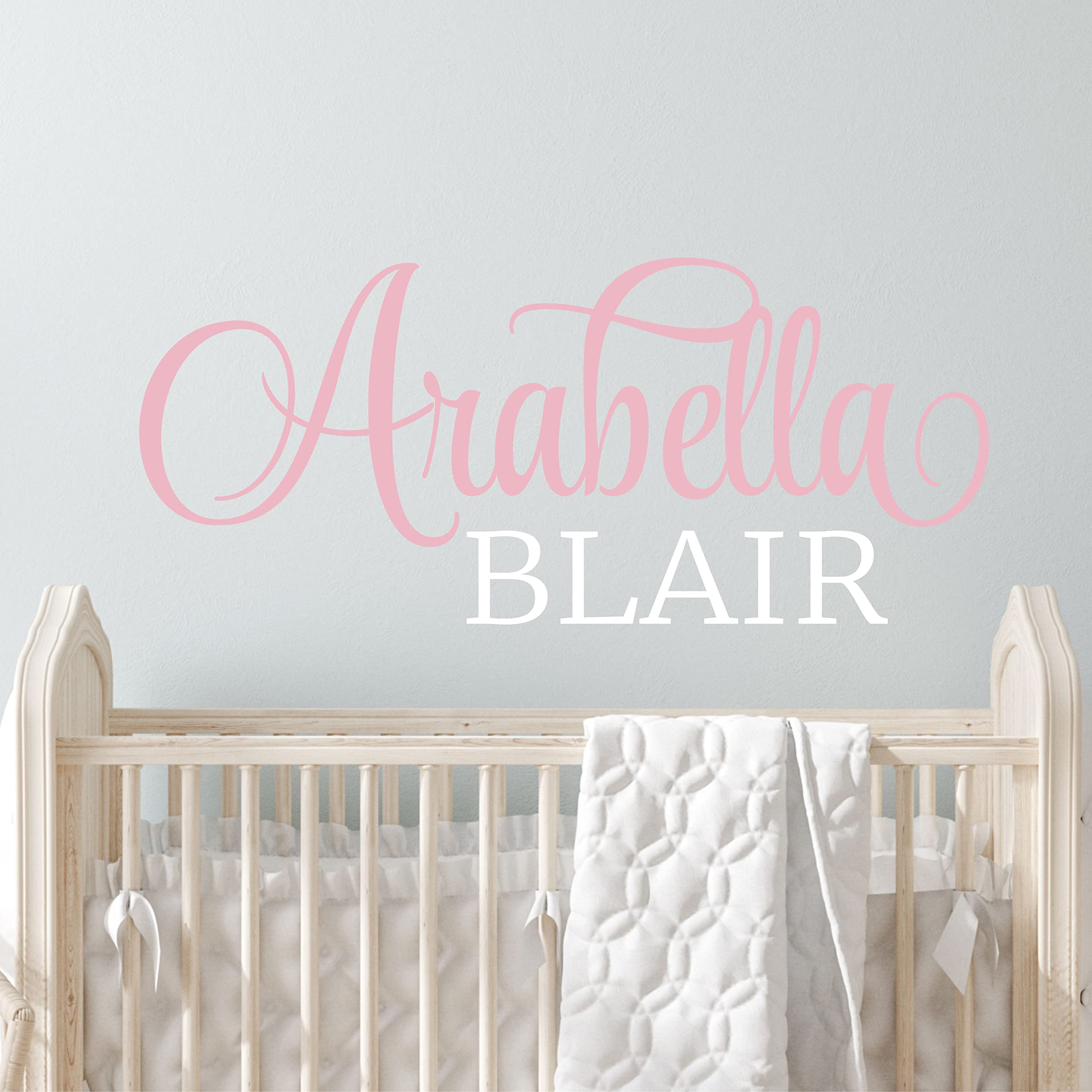 Name Wall Decal Sticker Custom Name Wall Decal Girls Room Boys Room (343) - Personalized Name Wall Decal Nursery Decal - Baby Monogram Vinyl Wall Art (16" Wide x 7" high)