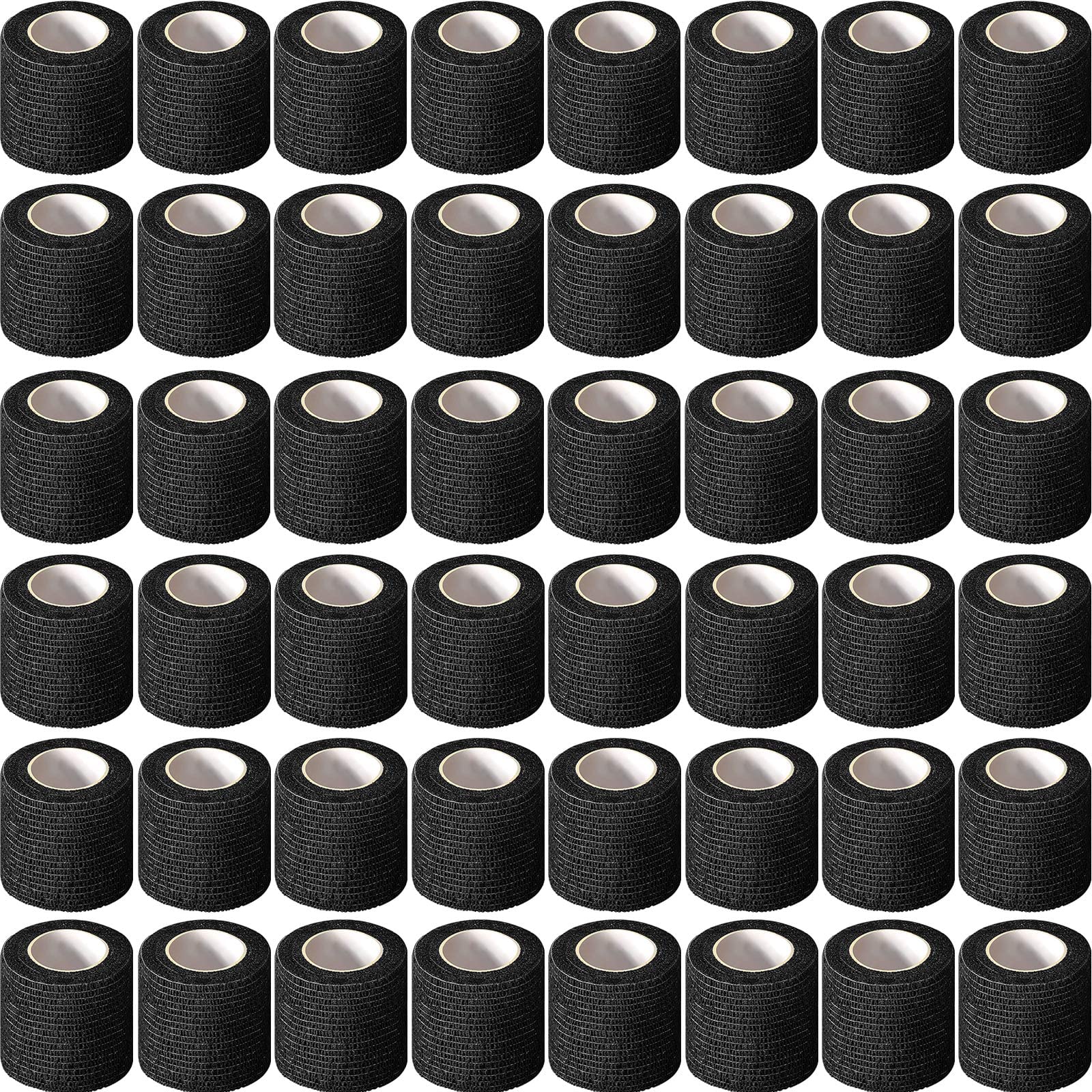 48 Pack Self Adhesive Wrap Bandages Bulk, 2 Inch x 5 Yard Breathable Athletic Tape Self Adherent Cohesive Bandage Tape for Sports, Injuries, Treatment, First Aid Tape Vet Wrap for Pets (Black)