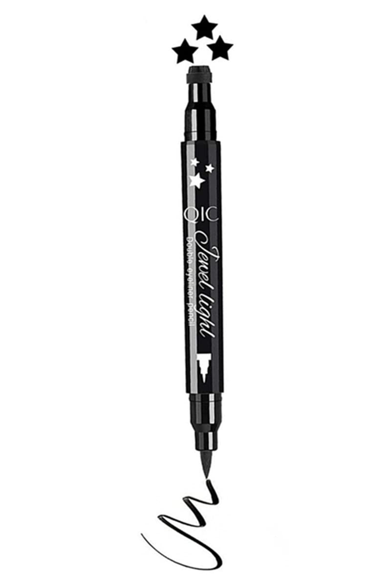 Go Ho Black Liquid Eyeliner Stamp,Star Stamp Eyeliner Makeup,Double-Side Waterproof Eyeliner Pen,Long-lasting Smudge-proof Tattoo Tools,Black Eye Liner Makeup,1 PC