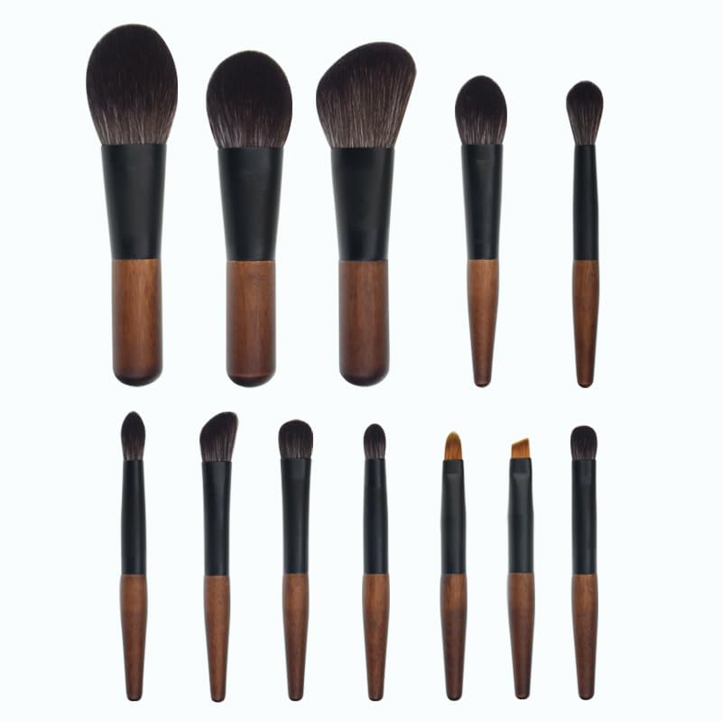 Makeup Brushes Set, 12 Pcs Mini Travel Makeup Brush Set with Case, Travel Brush Set for Loose powder, Contour, Blush, Concealer, Eye Shadow, Eye Corner, Brow Brushes Tool Kit