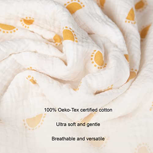 Muslin Swaddle Baby Blankets for Baby Girl or Boy, Soft and Breathable Oeko-Tex Cotton Muslin Baby Blanket, Newborn Swaddling Wrap, Receiving Blanket, 47 in x 47 in, Yellow Suns