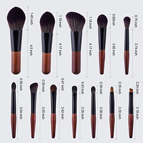 Makeup Brushes Set, 12 Pcs Mini Travel Makeup Brush Set with Case, Travel Brush Set for Loose powder, Contour, Blush, Concealer, Eye Shadow, Eye Corner, Brow Brushes Tool Kit