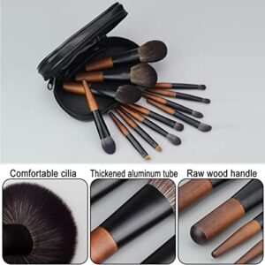 Makeup Brushes Set, 12 Pcs Mini Travel Makeup Brush Set with Case, Travel Brush Set for Loose powder, Contour, Blush, Concealer, Eye Shadow, Eye Corner, Brow Brushes Tool Kit