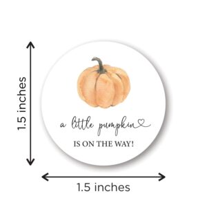 1.5" Round - A Little Pumpkin is On The Way Baby Shower Stickers - Set of 60 (White Background)