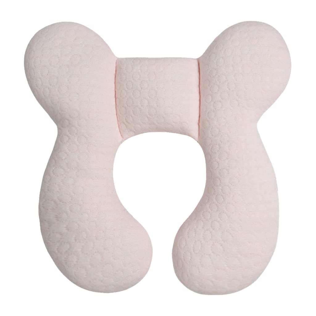 Blublu Park Upgraded Baby Head Support Pillow for Newborn Toddler, Soft Cotton Baby Travel Pillow for Car Seats and Strollers for Baby, Pink